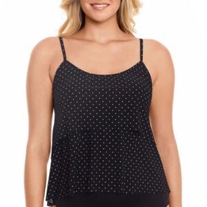 St. john's Bay Black‎ Dots Tankini Swimsuit Top